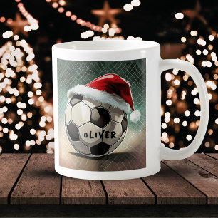 Fotboll med Santa Hat Namn Kaffemugg