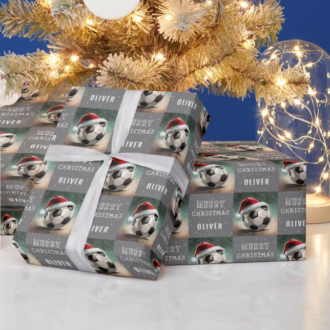 Fotboll med tomteluva Kul jul Presentpapper (Helgdagar)