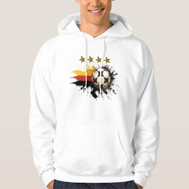 Fotboll med tysk Flagga och fyra gyllene stjärnor Hoodie (Framsida)