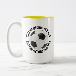 Fotboll & Medium Text GUL 15oz Anpassad Två-Tonad Mugg