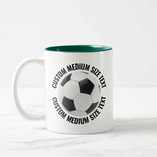 Fotboll & Medium Text JAKTGRÖN 325g Custom Två-Tonad Mugg (Vänster)
