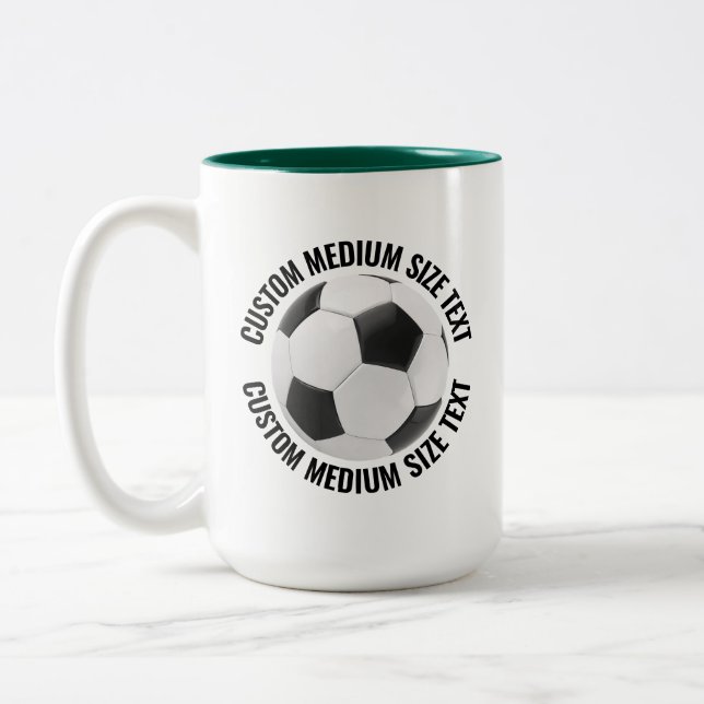 Fotboll & Medium Text JAKTGRÖN 425g Custom Två-Tonad Mugg (Vänster)
