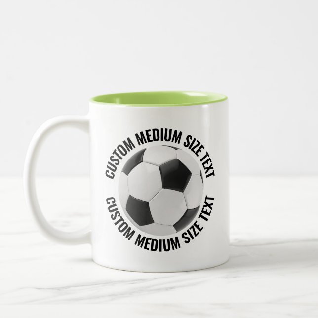 Fotboll & Medium Text LIME GRÖN 11oz Anpassad Två-Tonad Mugg (Vänster)