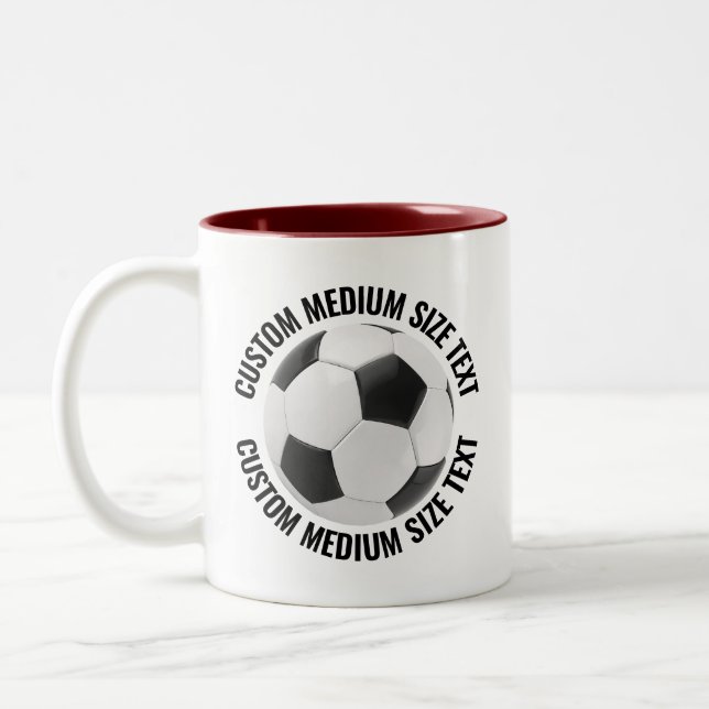 Fotboll & Medium Text MAROON 11oz Anpassad Två-Tonad Mugg (Vänster)