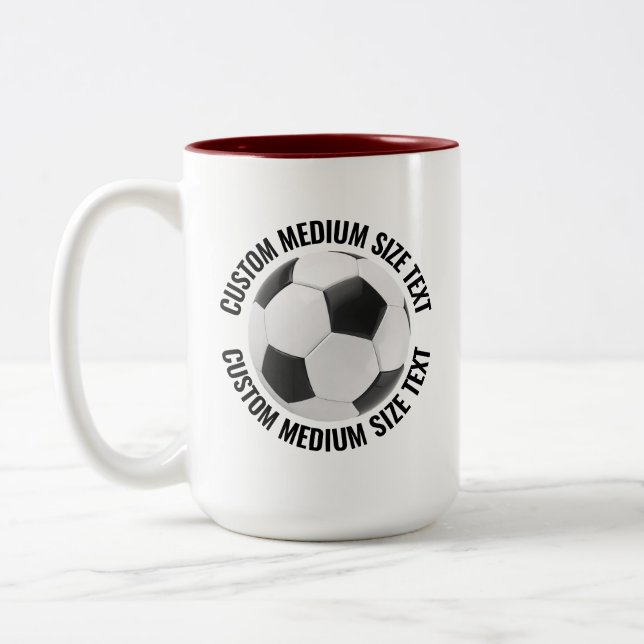 Fotboll & Medium Text MAROON 15oz Anpassad Två-Tonad Mugg (Vänster)