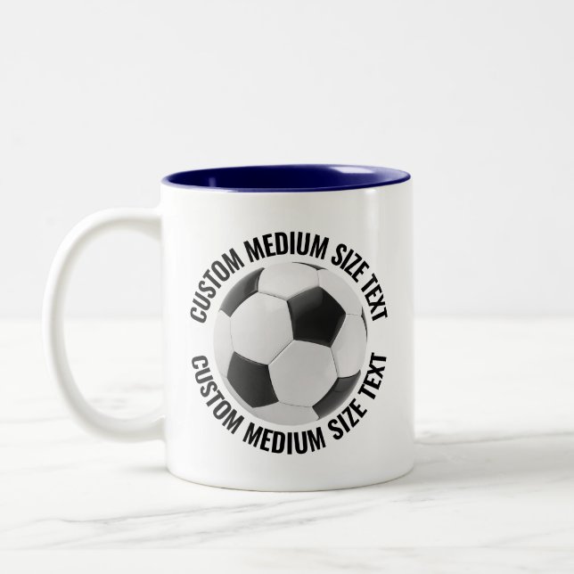 Fotboll & Medium text NAVYBLÅ 11oz Anpassad Två-Tonad Mugg (Vänster)