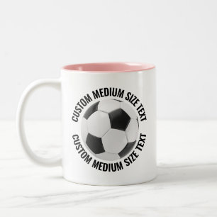 Fotboll & Medium Text RÖSA 11oz Anpassad Två-Tonad Mugg