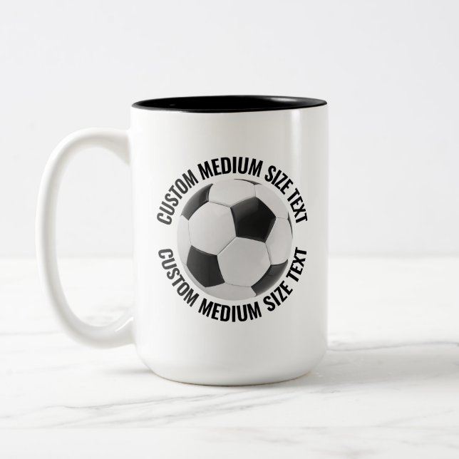 Fotboll & Medium Text SVART 15oz Custom Två-Tonad Mugg (Vänster)