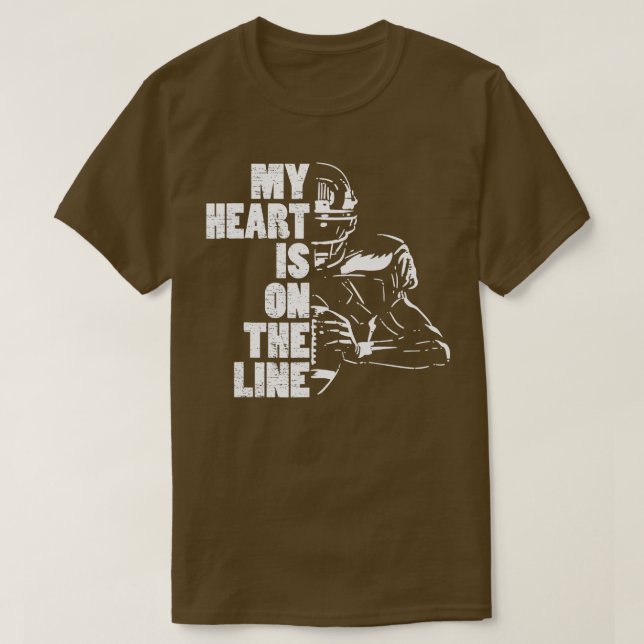 Fotboll mitt hjärta är på linesjöns lineman t shirt (Design framsida)