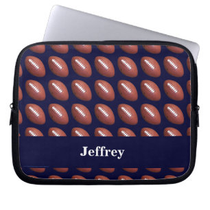 Fotboll, Mörk blått bakgrund Laptop Sleeve