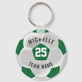 Fotboll - Mörk grönt och vit Nyckelring