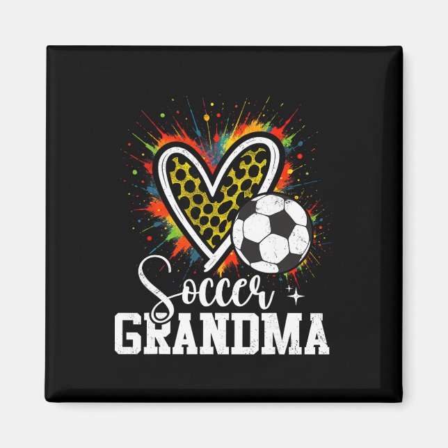 Fotboll Mormor Leopard Hjärta  Magnet (Framsidan)
