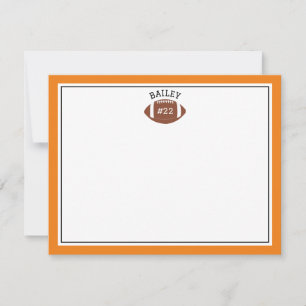 Fotboll Namn & Nummer Orange brevpapper Notkort Anteckningskort