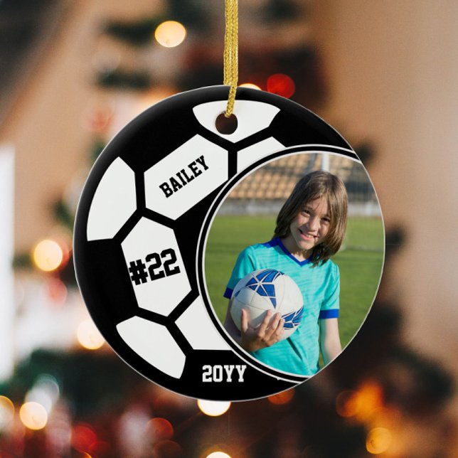 Fotboll Namn Tröja Nummer Foto Minne Julgransprydnad Keramik (Skapare uppladdad)