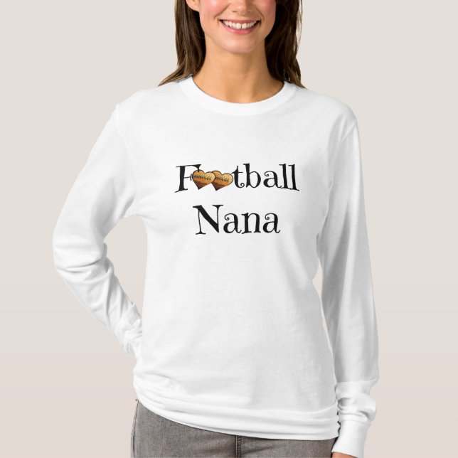 Fotboll Nana, svart text, fotbollhjärtor! T-shirt (Framsida)