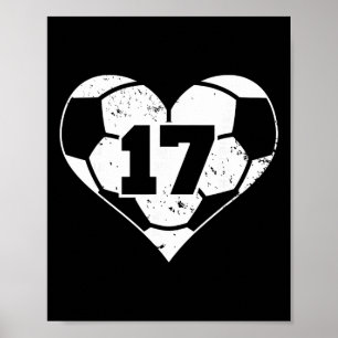 Fotboll Nummer 17 Tröja Rolig Fotboll Hjärta Spel Poster
