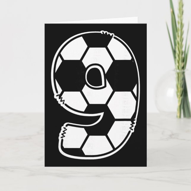 Fotboll Nummer 9 Barn Födelsedag Fotboll Matematik Kort (Framsida)