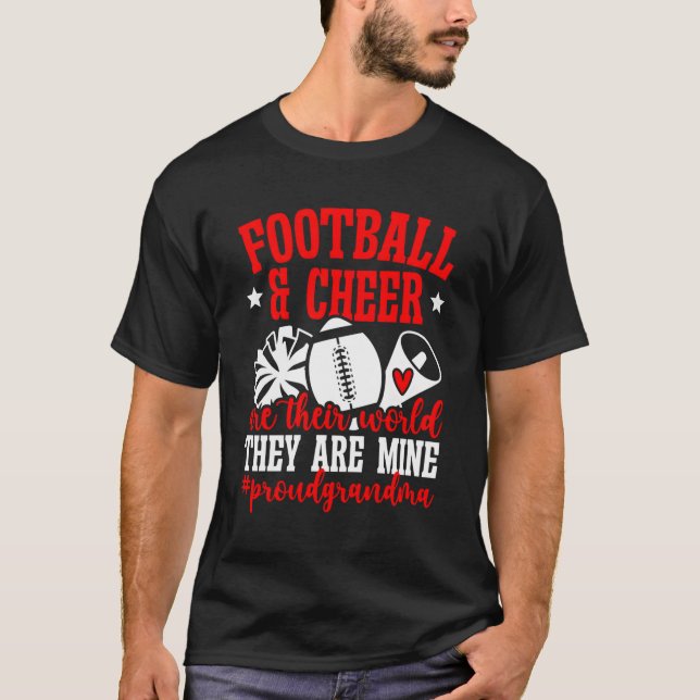 Fotboll och Cheer Grandma Cheerlead och Football T Shirt (Framsida)