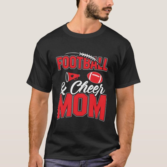 Fotboll och Cheer Mamma CheerLeading Mor T Shirt (Framsida)