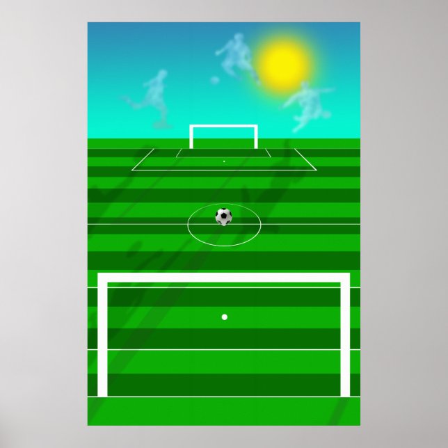 Fotboll och fält och moln futbol fält poster (Framsidan)
