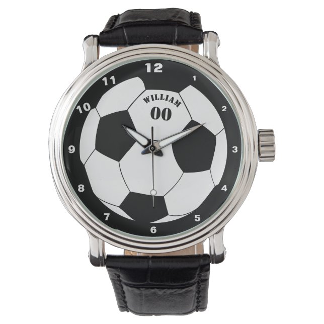 Fotboll och fotboll med Namn och nummer Armbandsur (Framsida)