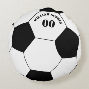 Fotboll och fotboll med Namn och nummer Rund Kudde
