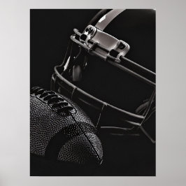 Fotboll och Helmet Black Monochrome Photo Poster