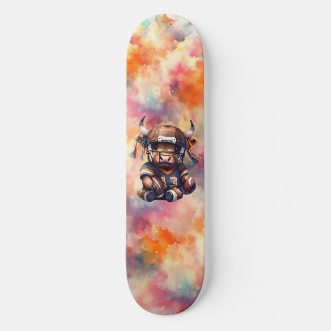 Fotboll Och Highlandkor Mini Skateboard Bräda 18,5 Cm (Framsida)