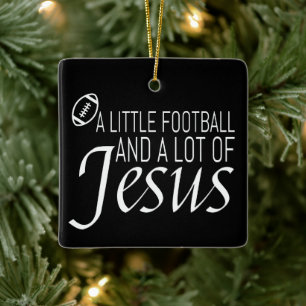 Fotboll och Jesus Julgransprydnad Keramik