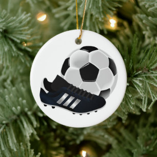 Fotboll och sko jul julgransprydnad keramik