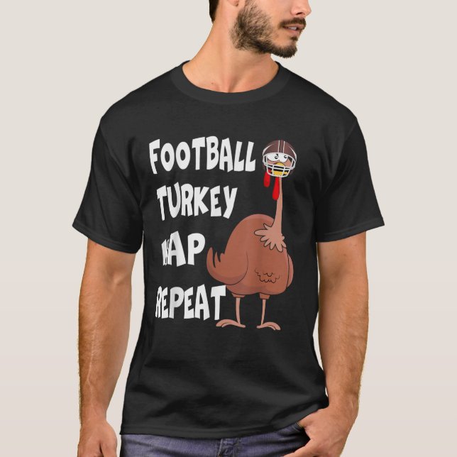 Fotboll och turkiskt nap-repat Thanksgi T Shirt (Framsida)