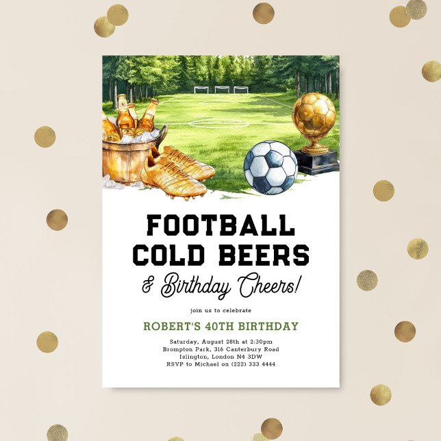 Fotboll, Öl & Glada Tillbud Födelsedagsfest Inbjudningar (Skapare uppladdad)