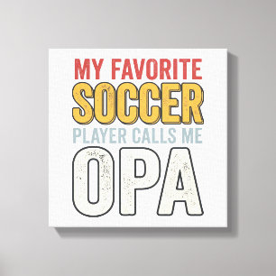Fotboll Opa Vintage Typografi T-Shirt Design_1 Canvastryck