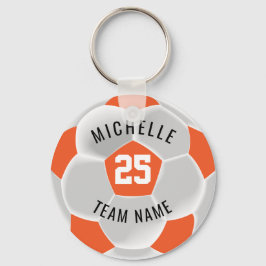Fotboll ⚽ - Orange och vit Nyckelring