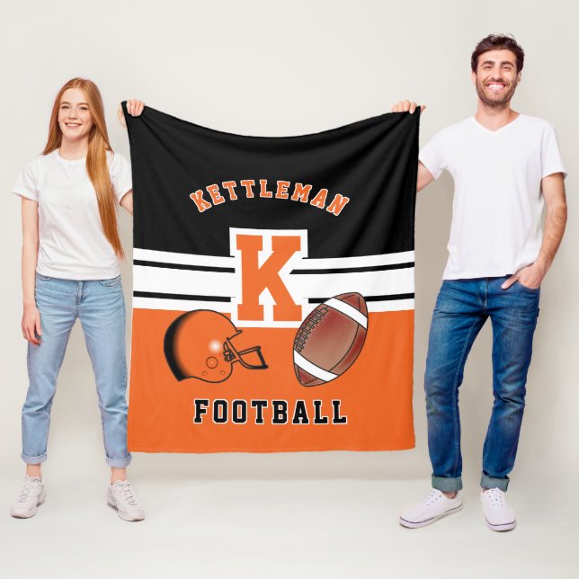 Fotboll 🏈 Orange Sport Brev Fleecefilt (På plats)