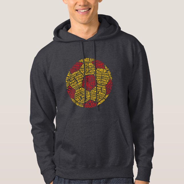 Fotboll Ord art röd och Gult Sweatshirt (Framsida)