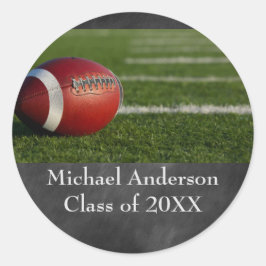 Fotboll på Chalkboard - Studenten-märket Runt Klistermärke