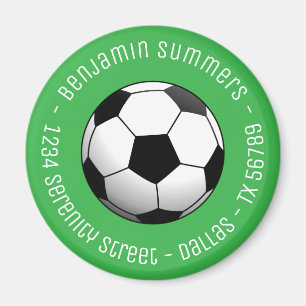 Fotboll på grön anpassad text magnet