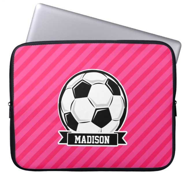 Fotboll på Neon Rosa Rand Laptop Fodral (Framsidan)