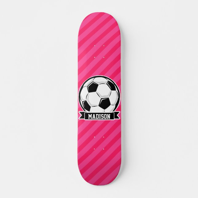 Fotboll på Neon Rosa Rand Skateboard Bräda 19,5 Cm (Framsida)