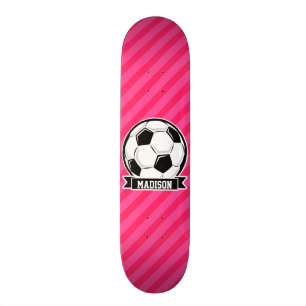 Fotboll på Neon Rosa Rand Skateboard Bräda 19,5 Cm