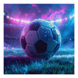 Fotboll på stadion - extrem väderlek perfect poster