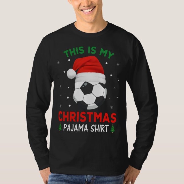 Fotboll Pajama Santa Hat T Shirt (Framsida)