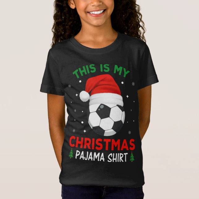 Fotboll Pajama Santa Hat T Shirt (Framsida)