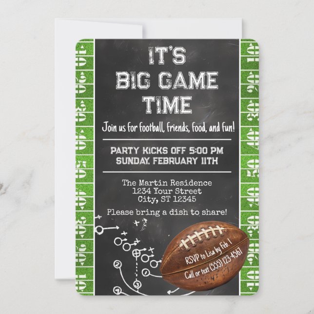 Fotboll Party Big Game Bowl Game Inbjudningar (Framsida)