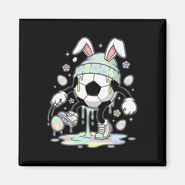 Fotboll Påskharen Ägg Drip Glass Pojkar Kids Gi Magnet (Framsidan)