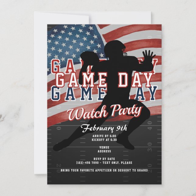 Fotboll Patriotisk B Matchdag Sport Tittarparty Inbjudningar (Framsida)