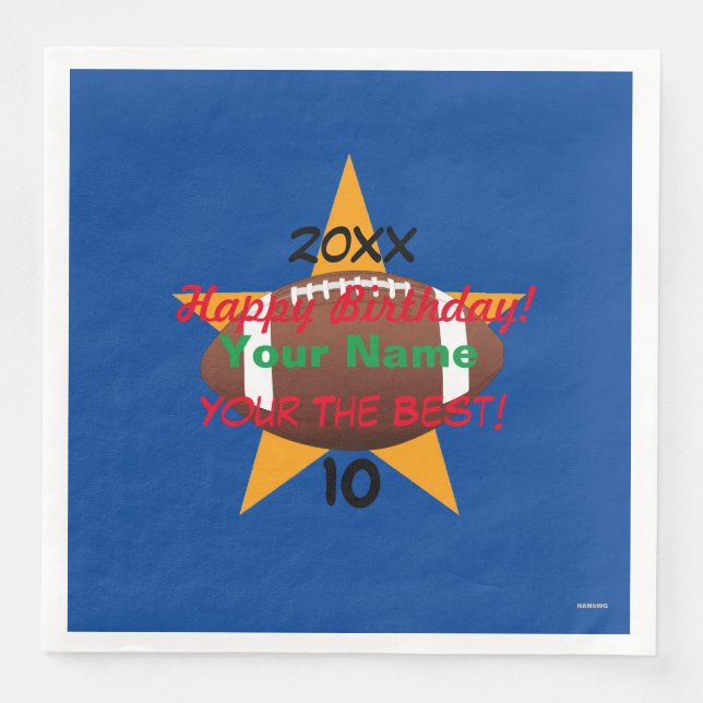 Fotboll Personlig Birthday Pappersservett HAMbWG (Framsida)