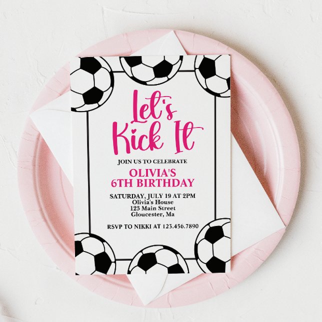 Fotboll Pink Födelsedag Inbjudningar (Skapare uppladdad)