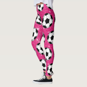Fotboll Pink Frost Glitter Sport Spelare Vit Leggings
